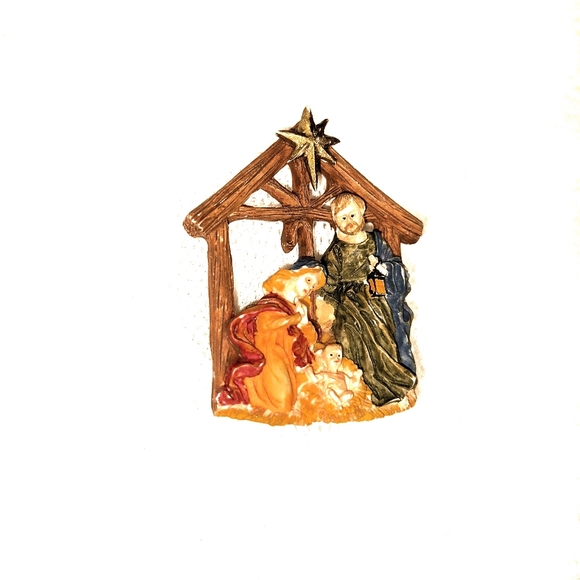 6 Brooch bundle Christmas Vtg. Santa Tree Religious Manger scene star rhinestone - Picture 5 of 10